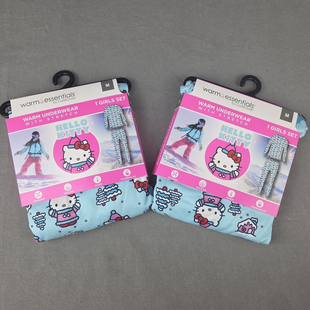 Girls' Warm Essentials Thermal Underwear Set Hello Kitty Size Medium 8/10 NEW X2